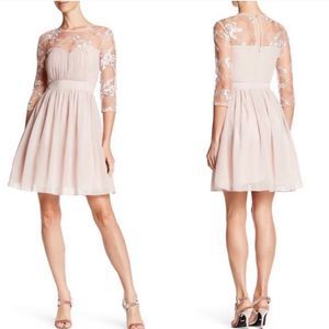 London Dress Company Blush Dress Sz 10 Lace Sleeve